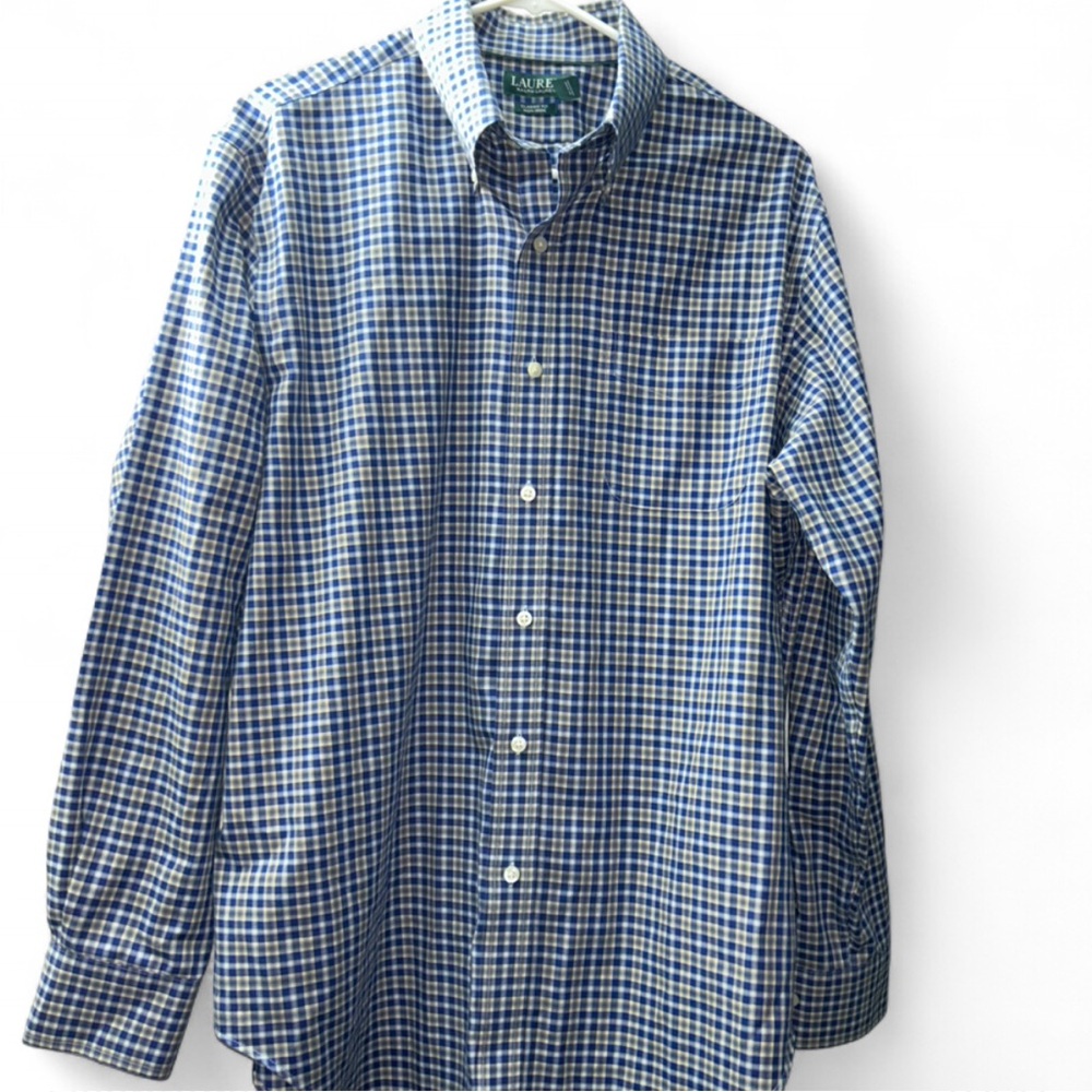 Lauren Ralph Lauren Blue and Green Plaid Button-Down Shirt